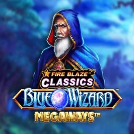 Fire Blaze Blue Wizard Megaways online game logo by Rarestone Gaming on sky-hills-casino.org