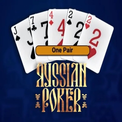 Russian Poker slot logo by OneTouch Games at SkyHills Casino