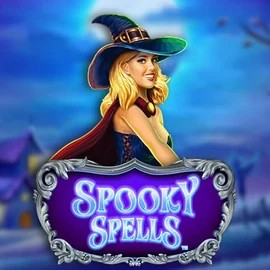 Spooky Spells slot logo by Novomatic at SkyHills Casino